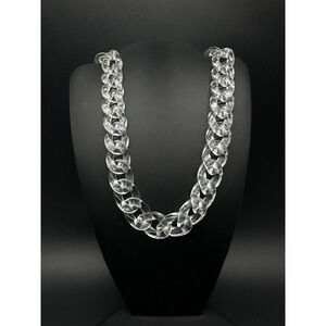 Transparent Clear Miami Cuban Link Chain Necklace 20”